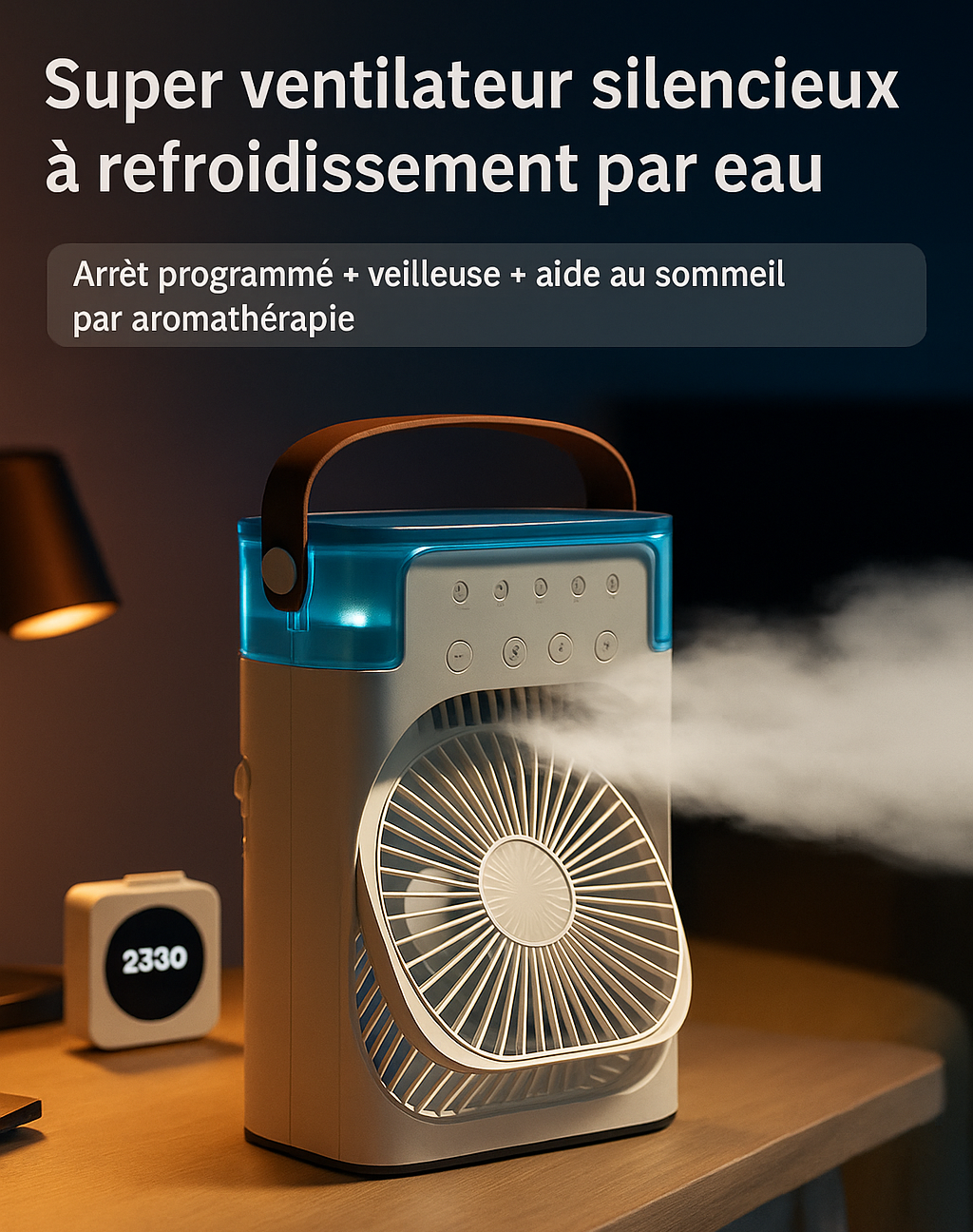 NeoCool™ 360 – Ventilateur USB 3-en-1 avec Brume & Humidification